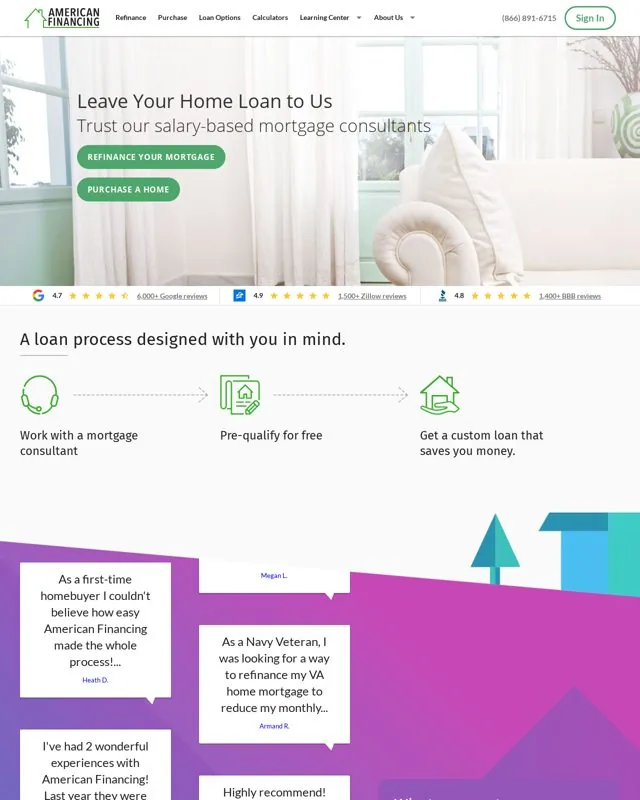 American Financing homepage, variant
