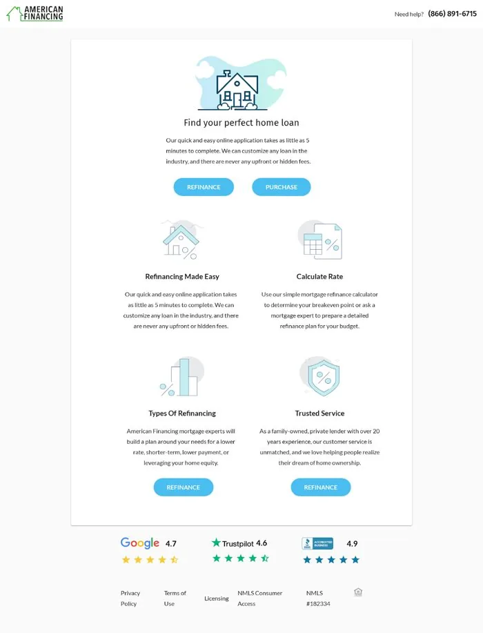 Find your perfect home loan landing page