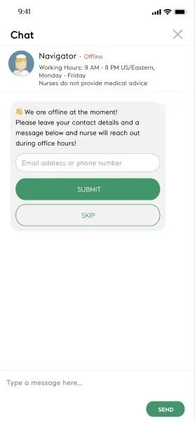 Chat while offline with a contact form