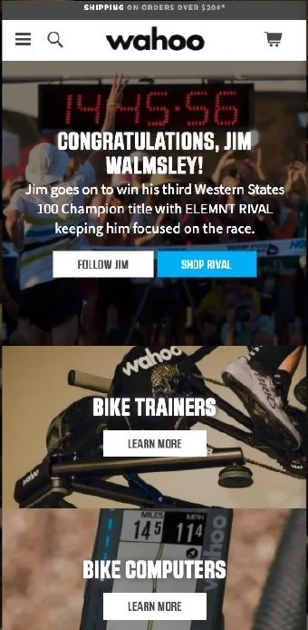 Redesigned Wahoo homepage
